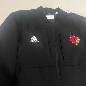 Adidas Men's Black Louisville Varsity Jacket with Red Logo